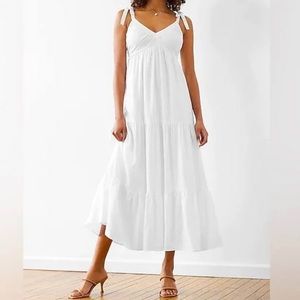 White layered tie strap dress
